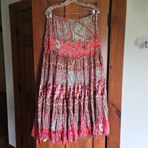 Solitaire Tiered Maxi Skirt Sz L - Picture 5 of 8